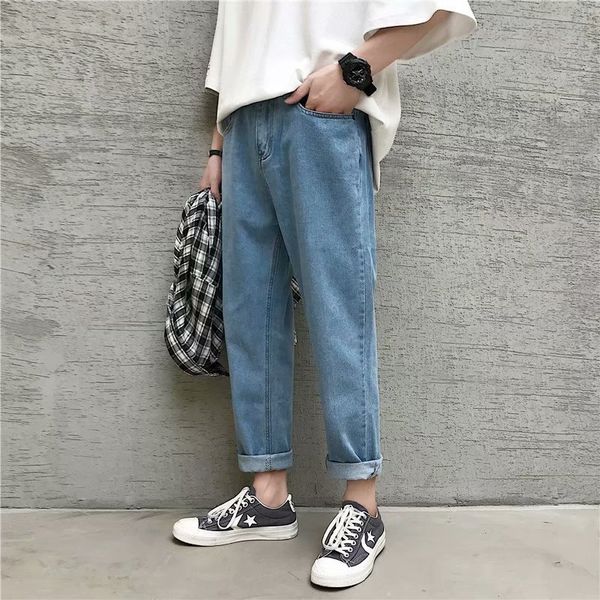 

2019 new jeans men fashion cowboy casual denim pants baggy homme classic jeans mens blue color male loose trousers men