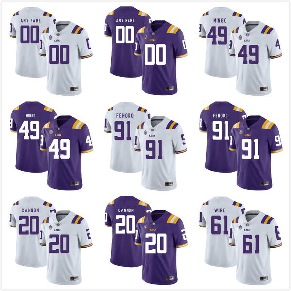 

custom mens youth women lsu tigers any name any number personalized 61 cameron wire 49 barkevious mingo ncaa college football jerseys, Black