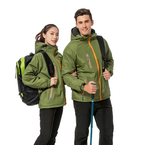 

2019 winter thermal hiking jacket men women waterproof windbreaker climbing thick hiking jackets camping trekking rain coat, Blue;black