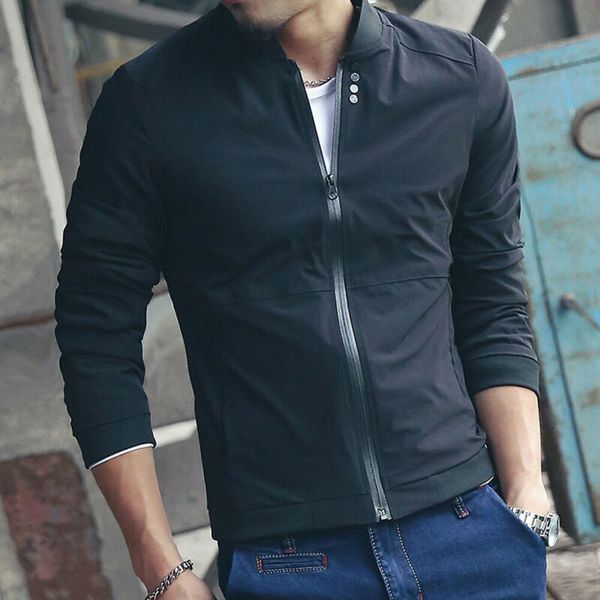 

new men fashion casual jacket warm winter baseball coat slim outwear overcoat, Black;brown