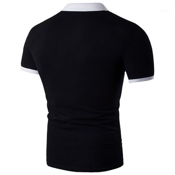 

slim comfortable t shirt mens casual striped polo shirt stand collar short sleeve fashion homme clothes, White;black