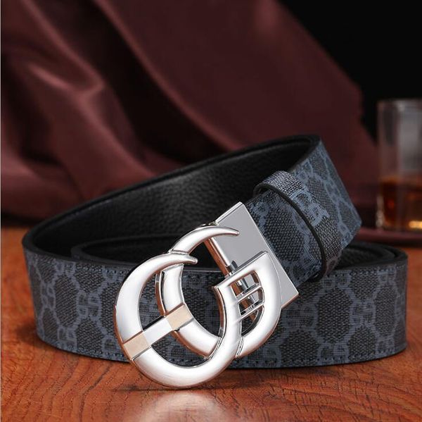 

size 100-125cm men waist belt 2032 new mens belts luxury ceinture buckle genuine leather belts for, Slivery;black