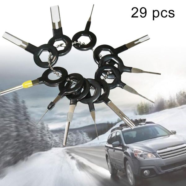 

29pcs car wire terminal removal key tool crimp connector extractor puller pin stainless steel 301 terminal remove tool 0.8-6.2mm