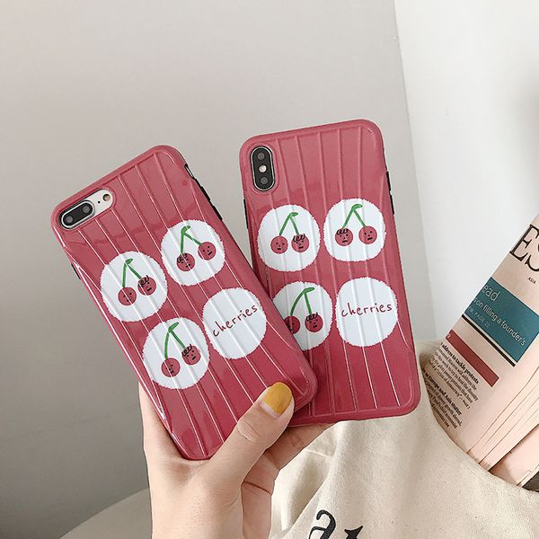 

for iphone xr xs max phone case fresh cherry side pattern cover 6 7 8 x plus suitcase design soft cell phone cases