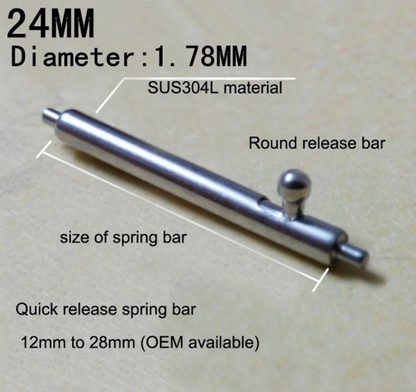 

50pcs / lot 24mm switch spring bar watch repair tools & kits spring bar watch repair parts 304 stainless steel pin