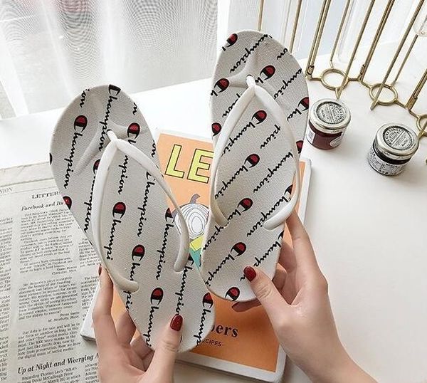 

2019 luxury good quality sandy beach shoes men women designer slippers flip flops shoes brand sandals men women ing, Black