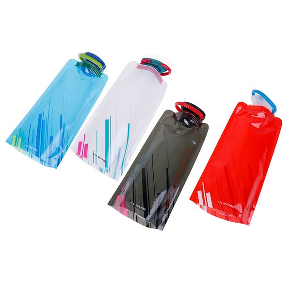 

portable 700ml outdoor foldable light drinking water bottle bag folding plastic pouch bladder sport bags for camping hiking
