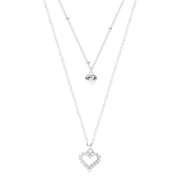 

ladies' simple heart-shaped clavicle chain temperament necklace double heart-shaped necklace with micro-dense zircon collar