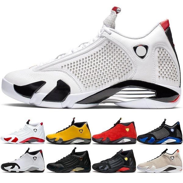 

new men 14 basketball shoes 14s candy cane black white yellow red desert sand dmp mens trainer sports sneakers size 41-47