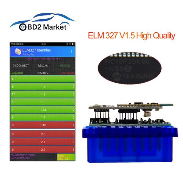 

диагностический инструмент obd2 elm327 bluetooth mini с pic25k80 чипом вяз 327 v1.5 диагностикой кода читатель автомобиля бесплатной доставк