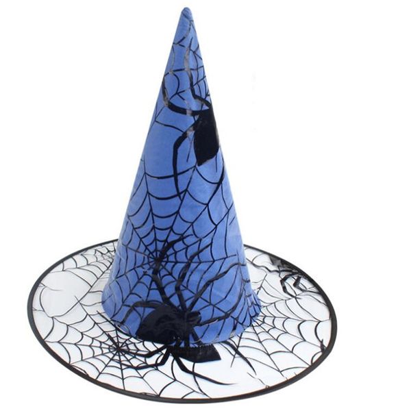 

2017 new double layer gauze spider witch hat wizard hats caps halloween cosplay costume accessories party supplies