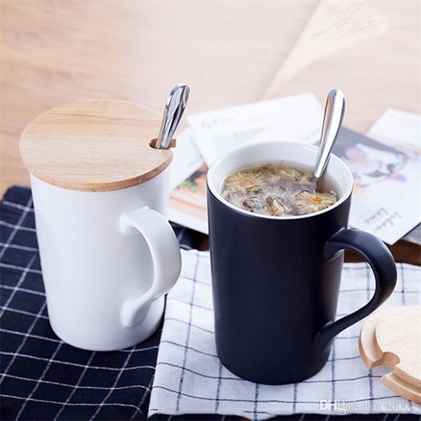 

ceramic pure color lovers water cup frosted coffee mugs originality gift tumbler cover spoon suit valentine's day porcelain 7 8dy c1