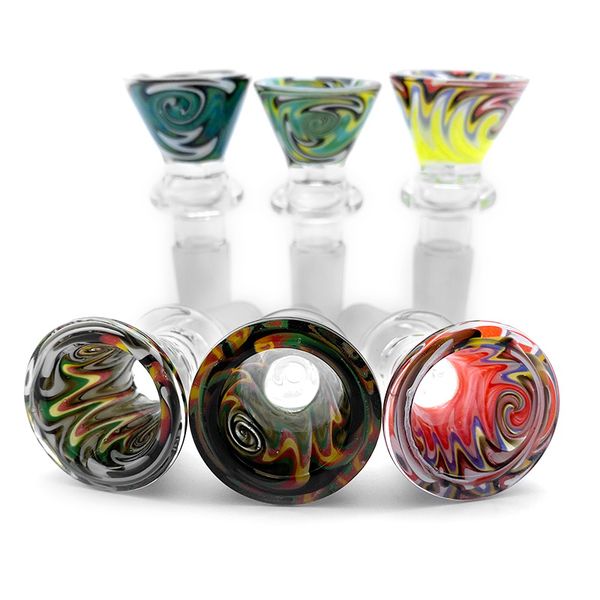 14mm 18mm peruca masculina wag tigela de vidro de alta qualidade colorido inebriante tigela de vidro bongo peça acessórios para fumar para vidro água bongos dab rigs