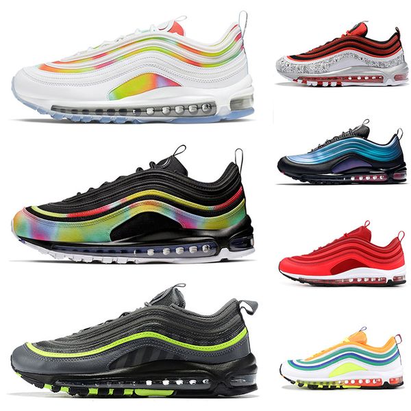 

2019 AIR Tie Dye Laser Fuchsia Iridescent UNDEFEATED Triple white mens running shoes Silver Bullet South Beach Men women sports Sneakers
