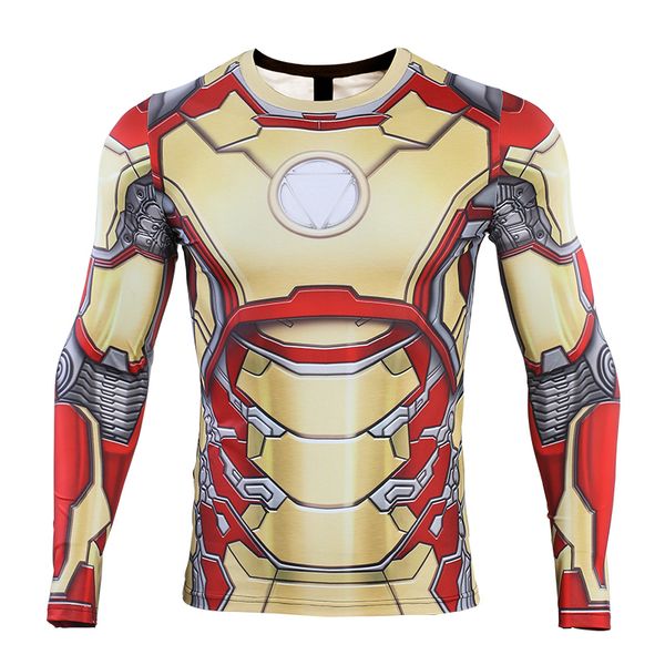 

42 iron man 3d printed t shirts men compression shirt cosplay costume captain american long sleeve for male, White;black
