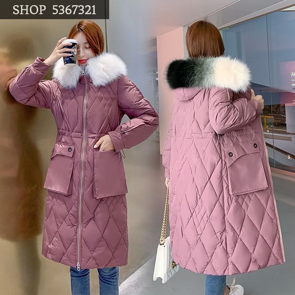 

2019 winter long fund overknee cotton suit-dress will pocket keep warm cotton-padded clothes woman loose coat, Black