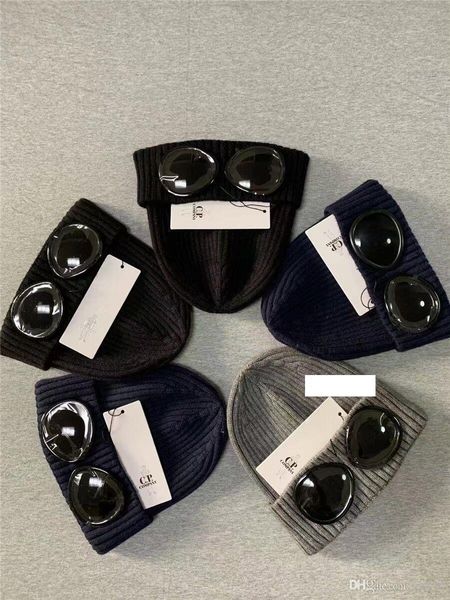 

two glasses cp beanies men autumn winter thick knitted skull caps outdoor sports hats women beanies black grey, Blue;gray