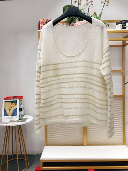 

women sweater spring autumn mohair lazy style sweater, White;black