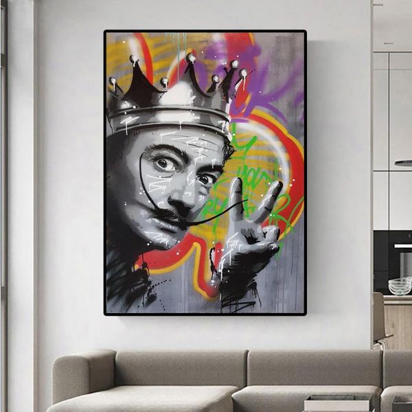 

graffiti salvador dali wall art posters and prints spanish artist p canvas painting wall pictures for living room decoration