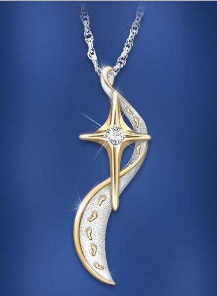 

women's new selling designer creative personality footprint grinding cross pendant fashion 18k gold-plated color separation necklace, Silver