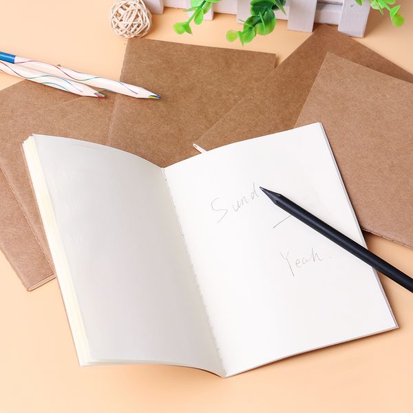 Sığır derisi Kağıt Notebook Blank Notepad Vintage Yumuşak Günlük Notlar için Sketching Graffiti 210 x 140mm Kırtasiye Tedarikçi El çizimi