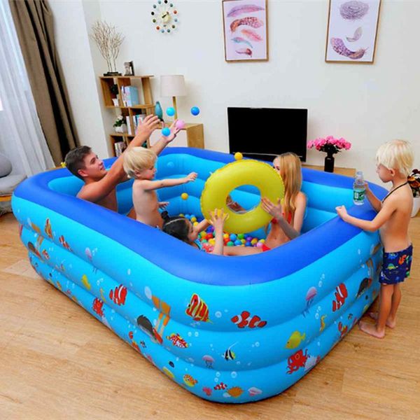

210x145x6cm large children bathing tub baby home use paddling pool outdoor inflatable square swimming pool kids inflatable