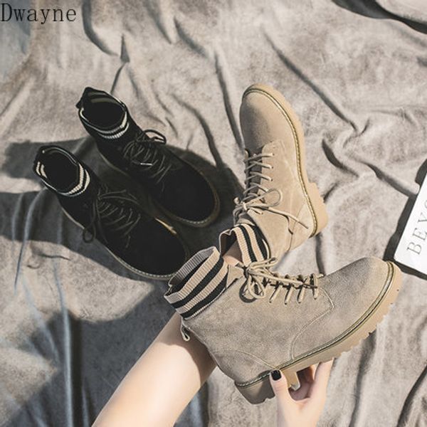 

wool mouth boots female 2019 autumn new british wind wild handsome thin net red short boots, Black
