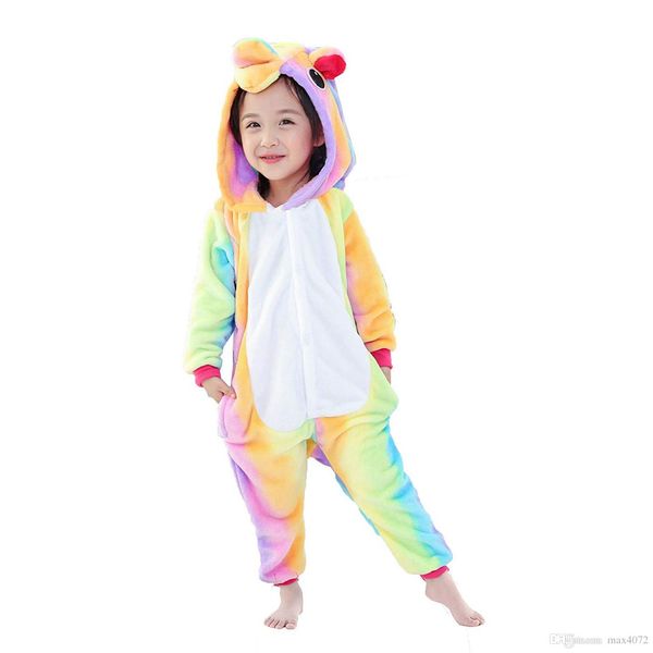 

дети onesie пижамы мультфильма единорога raninbow фланелевой пижамы для детей 3-10years мальчиков девочек толстые теплые пижамы одежды, Blue;red
