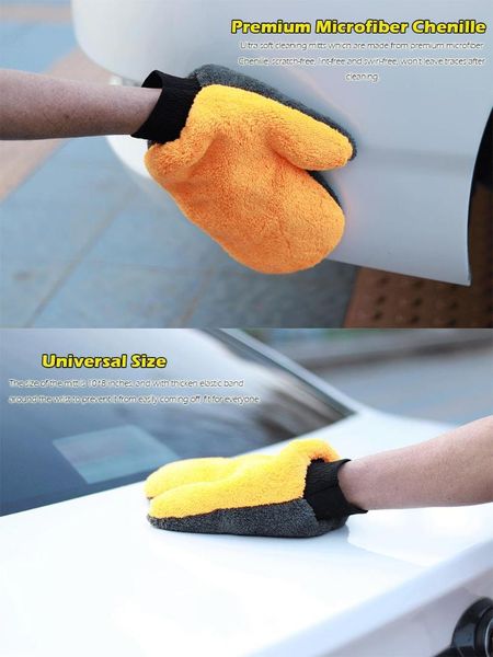 

car wash glove microfiber chenille cleaning sponge for auto detailing