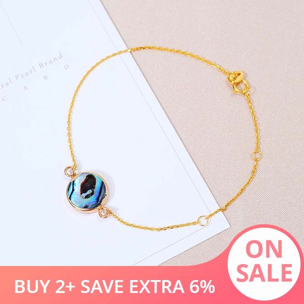 

daimi 11-12mm abalone shell bracelet silver 925 jewelry silver bracelet women gift, Golden;silver