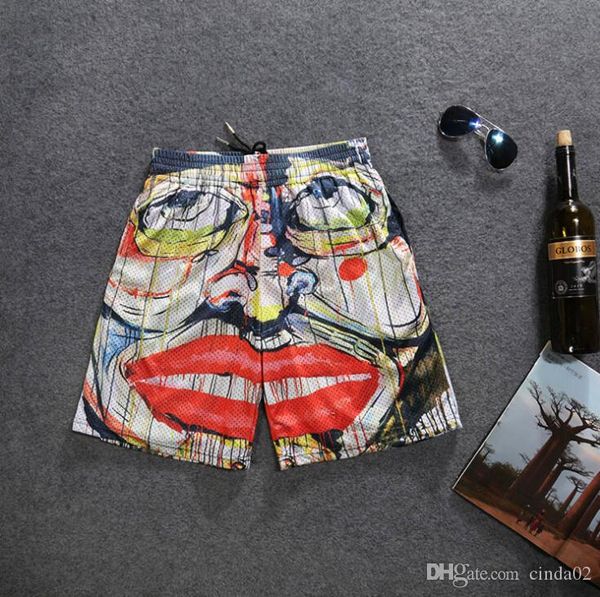 

человек шорты 3d губы печати мода лето пляжные шорты сетки дышащие хлопчатобумажные брюки, White;black