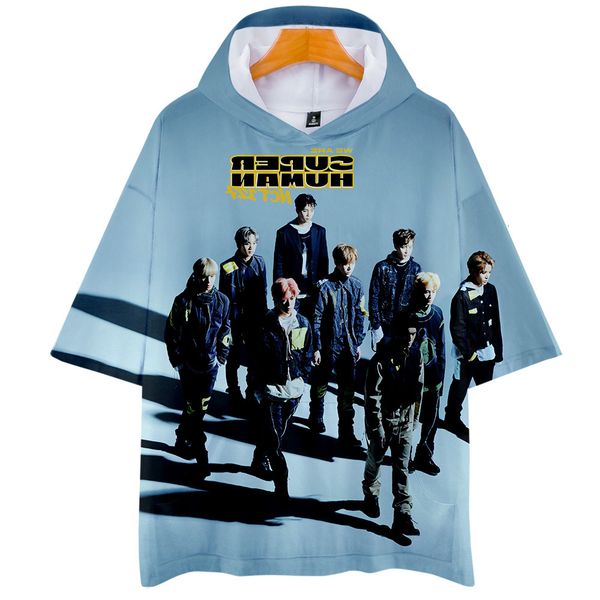 

team event men's nct127 new album we are superhuman belt cap short sleeve shirt t shirts, Gray;blue
