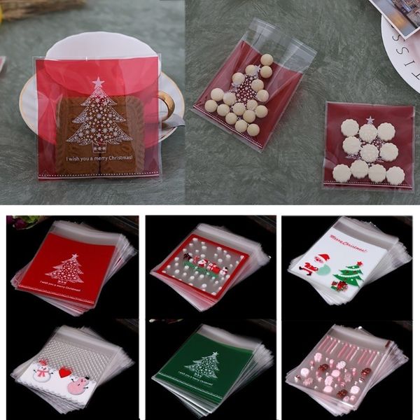 

cookies candy wrapping bags 100pc self adhesive plastic seal bag christmas pouch bag for candy cookie^5