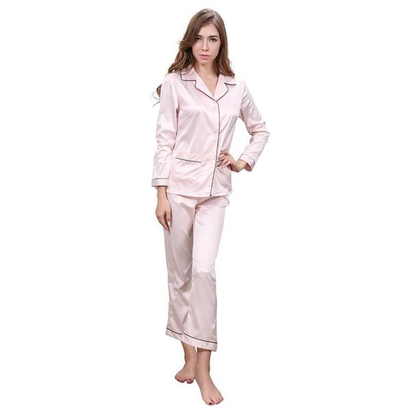 

clearance sale full sleeve pajamas women turn-down collar and bottoms sets full pants sleepwear negligees leisure wear, Blue;gray