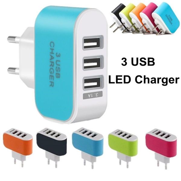 

Univer al 3 port wall charger led travel adapter 5v 3 1a triple u b charger u eu plug for iphone ipad am ung huawei xiaomi