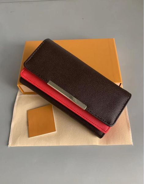 

Fa hion de igner clutch genuine leather wallet with orange box 60015 60017, Red;black