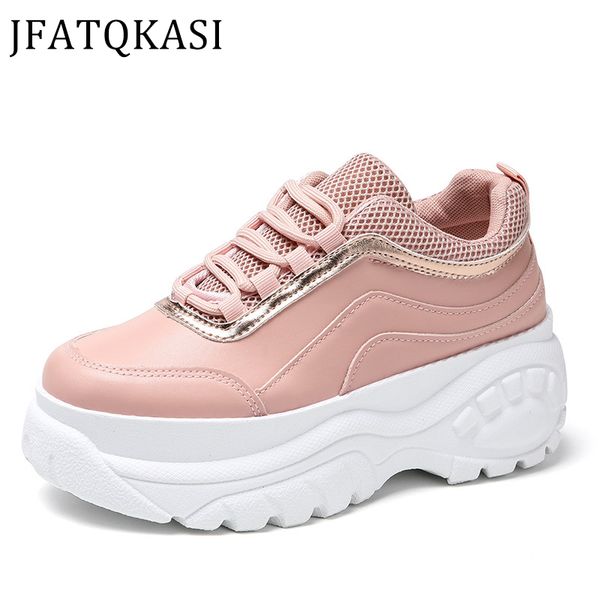 

women casual shoes spring platform pink sport shoes autumn thick bottom women flats lace up plus size female daddy 2020new, Black