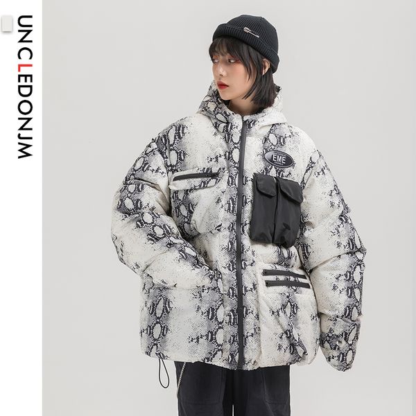 

uncledonjm cotton padded oversized windbreaker hooded parkas jackets streetwear harajuku thick warm winter coats women dp13, Black