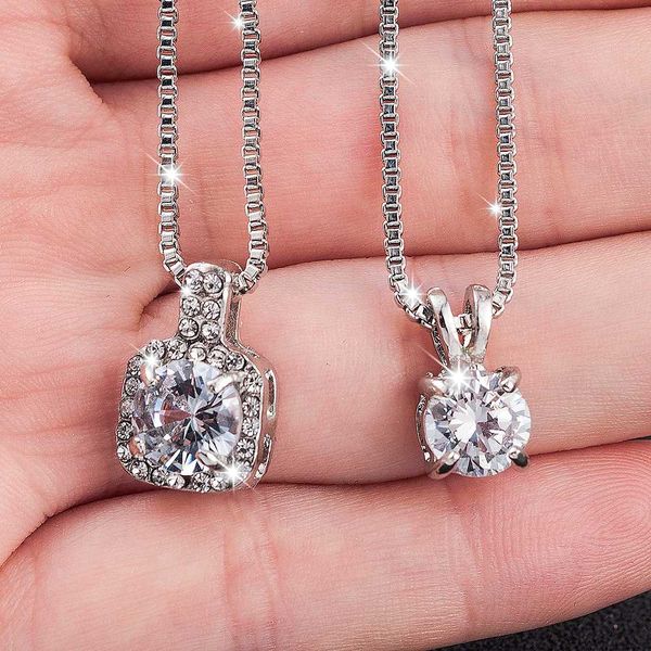 

classic wedding crystal silver color teardrop pendant necklace for women trendy rhinestone collar necklace jewelry statement