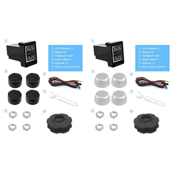 

u912 car tpms tire pressure monitoring system lcd display auto tyre alarm a6he