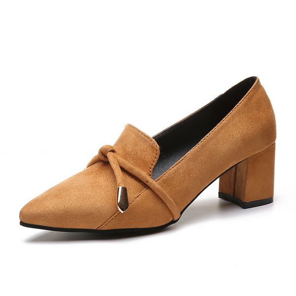 

lism single shoes women with work shoes 2018 spring and autumn new wild thick with pointed banquet, Black
