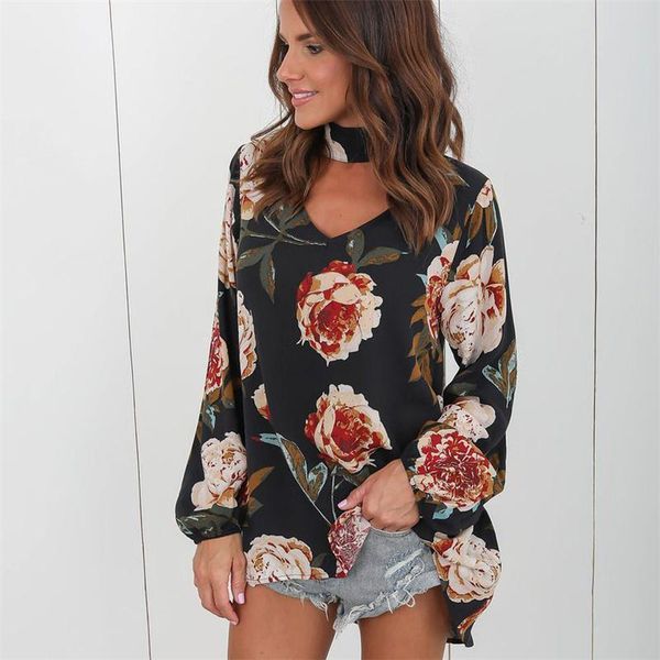 

fashion plus size chiffon blouse women autumn floral shirt with long sleeve woman shirts clothes white blouses for women