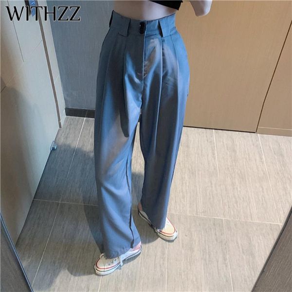 

women's pants & capris withzz high waist drape suit straight, Black;white