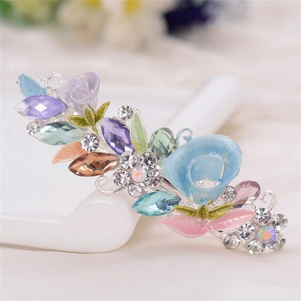 

lady beautiful hair accessories rhinestone flower pattern hairpin jewelry