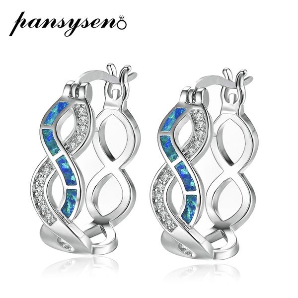 

pansysen real 100% silver 925 jewelry natural opal hoop earrings for women sterling silver circle earrings wedding party gifts, Golden;silver