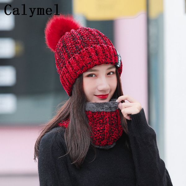 

calymel шарф и шляпу наборы protector осень зима velvet сгущает hat теплый шейный женщины 2019 новые вязаная шерстяная шапочка шапочки, Blue;gray