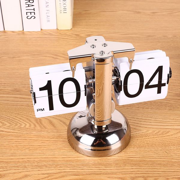 

retro modern scale digital auto flip single stand desk table clock white