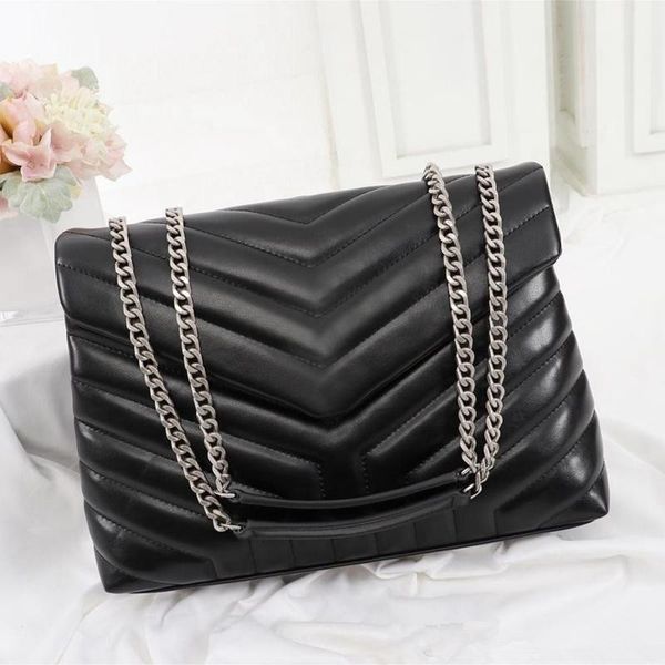

2021 designer handbags square fat loulou chain bag real leather women's bag large-capacity shoulder bags quilted messenger bag
