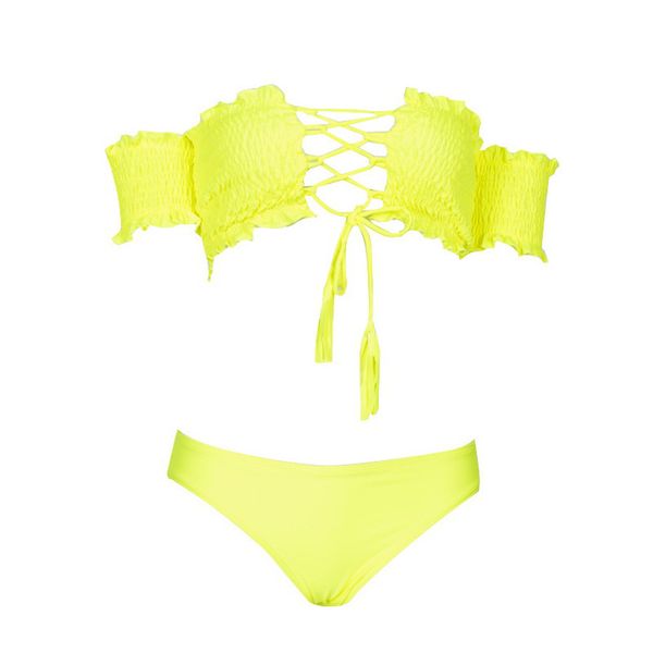 

bikinis 2019 mujer push up strapless bikini women swimwear pleated bathing suit off shoulder swimming suit maillot de bain