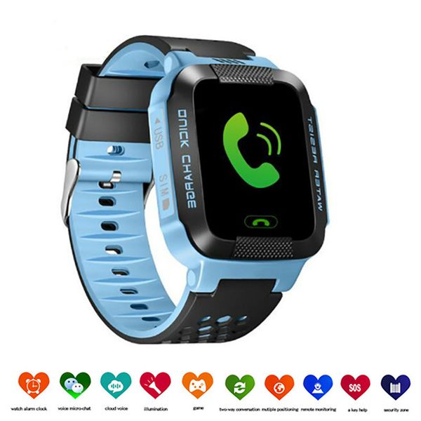 

2019 new smart watch kid smartwatches baby watch for children sos call location p location tracker anti lost monitor, Slivery;brown